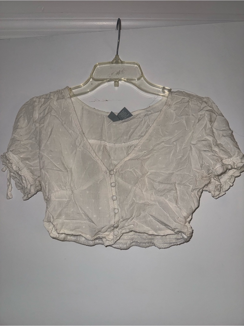 sparrow Cream Button-Front Cropped Blouse